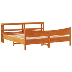 Cadre de lit et tête de lit cire marron 200x200 cm bois de pin 