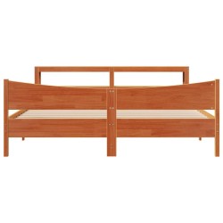 Cadre de lit et tête de lit cire marron 200x200 cm bois de pin 
