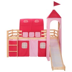 Lit mezzanine d'enfants avec toboggan et échelle Pin 208x230 cm 