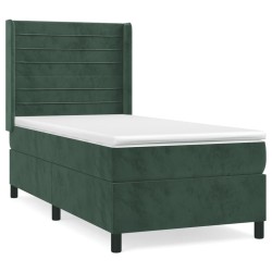 Sommier à lattes de lit avec matelas Vert foncé 90x200 cm 