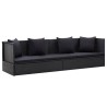 Lit de jardin avec coussin et oreiller Résine tressée Noir 