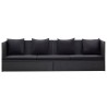 Lit de jardin avec coussin et oreiller Résine tressée Noir 