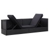 Lit de jardin avec coussin et oreiller Résine tressée Noir 