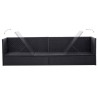 Lit de jardin avec coussin et oreiller Résine tressée Noir 