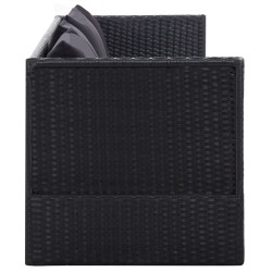 Lit de jardin avec coussin et oreiller Résine tressée Noir 