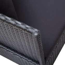 Lit de jardin avec coussin et oreiller Résine tressée Noir 