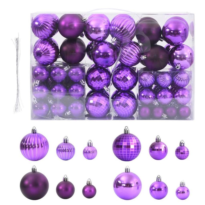 Boules de Noël 100 pcs lila Ø3/4/6 cm 