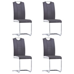 Chaises à manger cantilever lot de 4 gris similicuir 