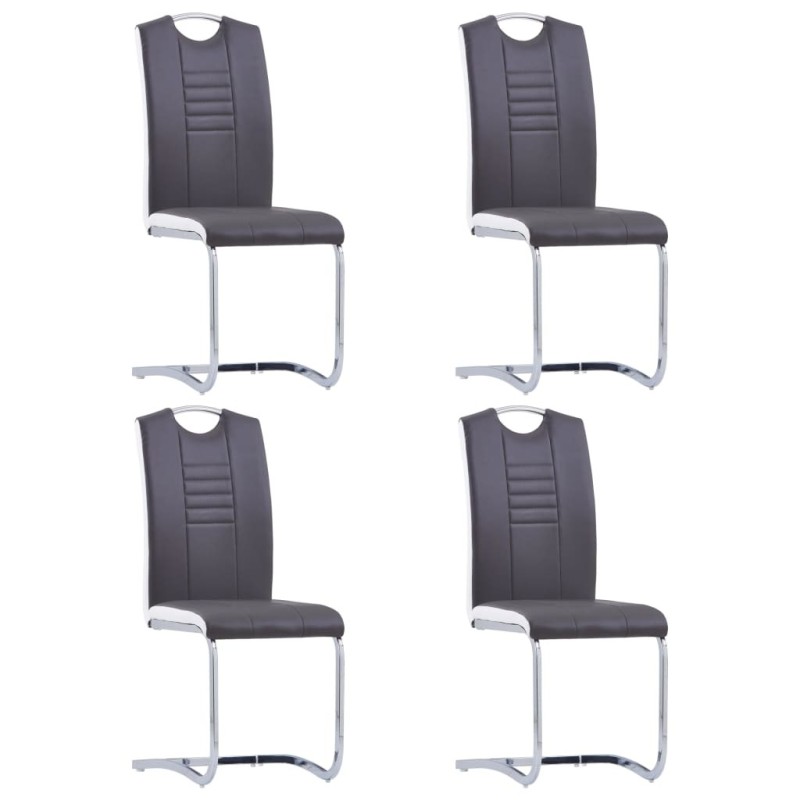 Chaises à manger cantilever lot de 4 gris similicuir 