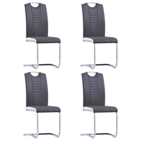Chaises à manger cantilever lot de 4 gris similicuir 