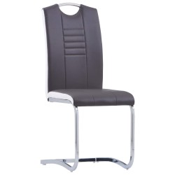 Chaises à manger cantilever lot de 4 gris similicuir 