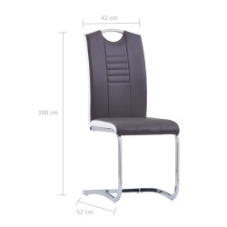 Chaises à manger cantilever lot de 4 gris similicuir 