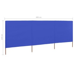 Paravent 3 panneaux Tissu 400 x 80 cm Bleu azuré 