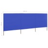 Paravent 3 panneaux Tissu 400 x 80 cm Bleu azuré 