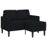 Canapé 2 places avec méridienne en L noir 125 cm tissu 