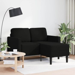 Canapé 2 places avec méridienne en L noir 125 cm tissu 