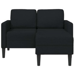 Canapé 2 places avec méridienne en L noir 125 cm tissu 