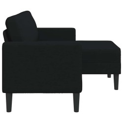 Canapé 2 places avec méridienne en L noir 125 cm tissu 