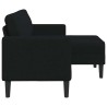 Canapé 2 places avec méridienne en L noir 125 cm tissu 