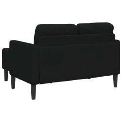 Canapé 2 places avec méridienne en L noir 125 cm tissu 