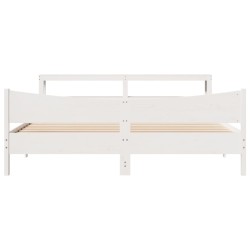 Cadre de lit et tête de lit blanc 200x200 cm bois de pin massif 