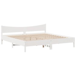 Cadre de lit et tête de lit blanc 200x200 cm bois de pin massif 