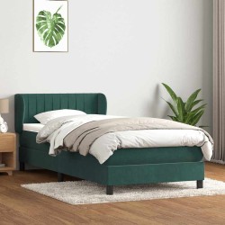 Sommier à lattes de lit et matelas vert foncé 100x210cm velours 