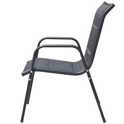 Ensemble à manger d'extérieur 7 pcs Acier Noir 