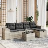 Salon de jardin 6 pcs avec coussins gris clair résine tressée 