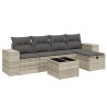 Salon de jardin 6 pcs avec coussins gris clair résine tressée 