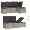 Salon de jardin 6 pcs avec coussins gris clair résine tressée 
