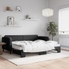 Lit de jour avec gigogne et matelas noir 90x190 cm tissu 