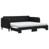 Lit de jour avec gigogne et matelas noir 90x190 cm tissu 
