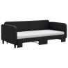 Lit de jour avec gigogne et matelas noir 90x190 cm tissu 