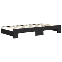 Lit de jour avec gigogne et matelas noir 90x190 cm tissu 