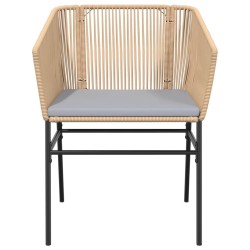 Ensemble à manger jardin coussins 5pcs marron poly rotin verre 