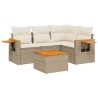 Salon de jardin avec coussins 5 pcs beige résine tressée 