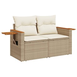 Salon de jardin avec coussins 5 pcs beige résine tressée 