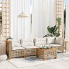 Salon de jardin avec coussins 5 pcs beige résine tressée 
