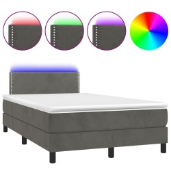 Sommier à lattes de lit avec matelas LED gris foncé 120x190 cm 