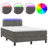 Sommier à lattes de lit avec matelas LED gris foncé 120x190 cm 