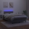 Sommier à lattes de lit avec matelas LED gris foncé 120x190 cm 