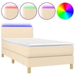 Sommier à lattes de lit avec matelas LED Crème 80x200 cm Tissu 
