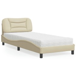 Lit avec matelas crème 80x200 cm tissu 