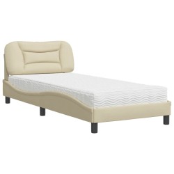 Lit avec matelas crème 80x200 cm tissu 