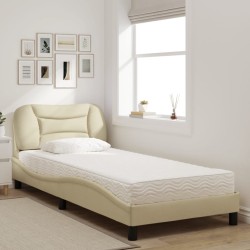 Lit avec matelas crème 80x200 cm tissu 