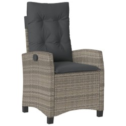 Ensemble à manger de jardin 3 pcs coussins gris résine tressée 
