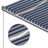 Auvent manuel rétractable avec LED 300x250 cm Bleu et blanc 
