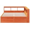 Lit bibliothèque sans matelas cire marron 160x200 cm pin massif 