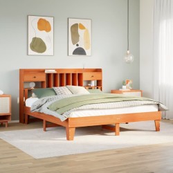 Cadre de lit sans matelas cire marron 200x200cm bois pin massif 